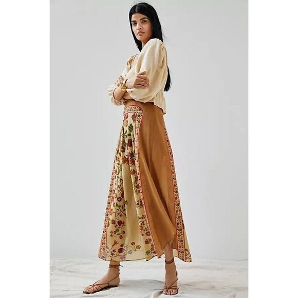NWT ANTHROPOLOGIE X MES DEMOISELLES Sz 38 PLEATED FLORAL MAXI SKIRT - Picture 5 of 5